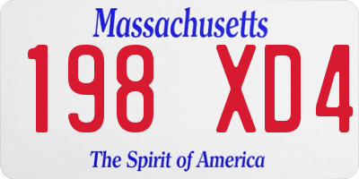 MA license plate 198XD4