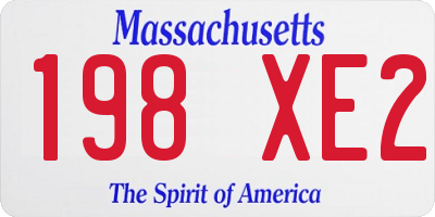 MA license plate 198XE2