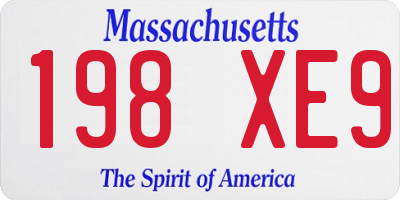 MA license plate 198XE9
