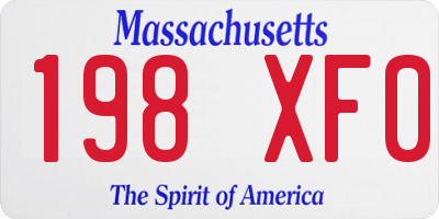 MA license plate 198XF0