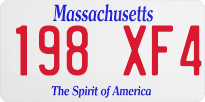 MA license plate 198XF4