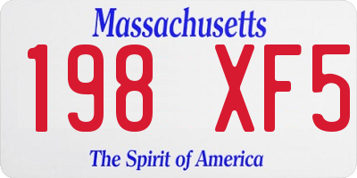 MA license plate 198XF5