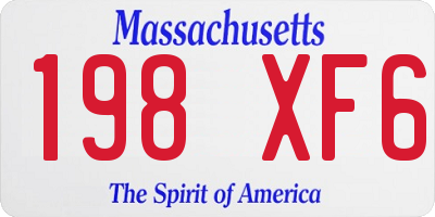 MA license plate 198XF6