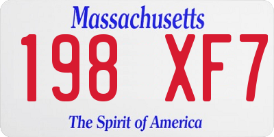 MA license plate 198XF7