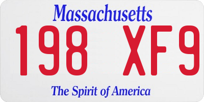 MA license plate 198XF9