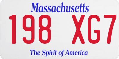 MA license plate 198XG7