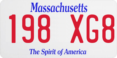 MA license plate 198XG8