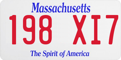 MA license plate 198XI7