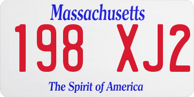 MA license plate 198XJ2