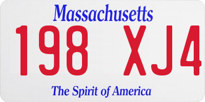 MA license plate 198XJ4
