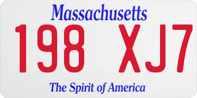 MA license plate 198XJ7