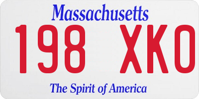 MA license plate 198XK0
