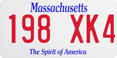 MA license plate 198XK4