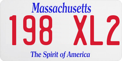MA license plate 198XL2