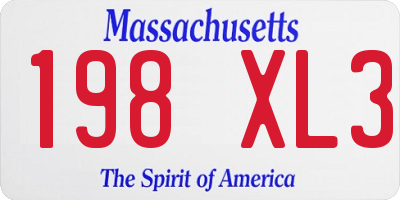 MA license plate 198XL3