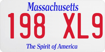 MA license plate 198XL9