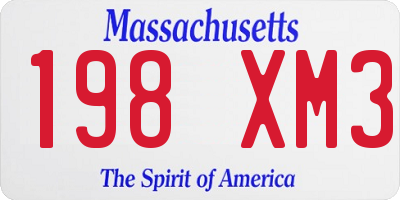 MA license plate 198XM3