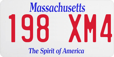 MA license plate 198XM4