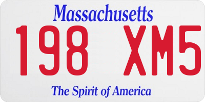 MA license plate 198XM5
