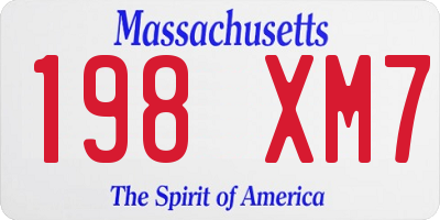 MA license plate 198XM7