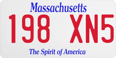 MA license plate 198XN5