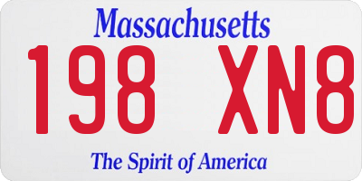 MA license plate 198XN8