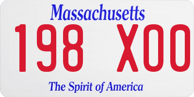 MA license plate 198XO0