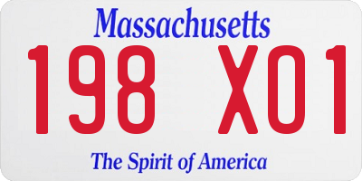 MA license plate 198XO1