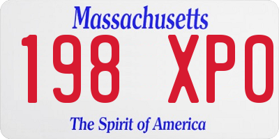 MA license plate 198XP0