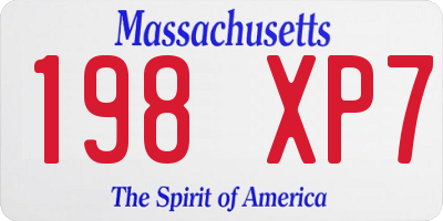 MA license plate 198XP7