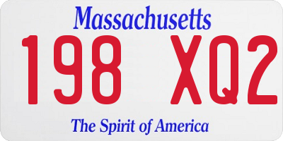 MA license plate 198XQ2