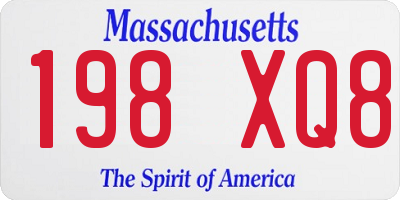 MA license plate 198XQ8