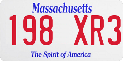 MA license plate 198XR3