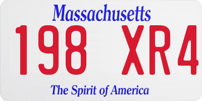 MA license plate 198XR4