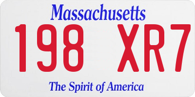 MA license plate 198XR7
