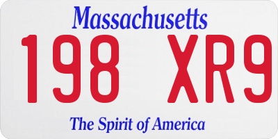 MA license plate 198XR9
