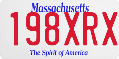 MA license plate 198XRX