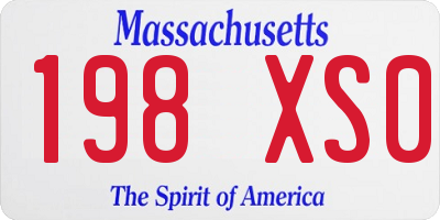 MA license plate 198XS0