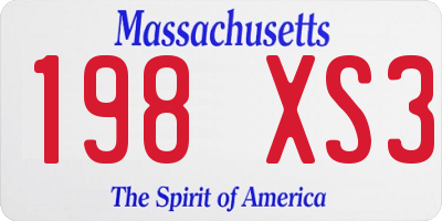 MA license plate 198XS3