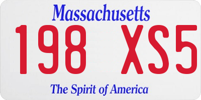 MA license plate 198XS5