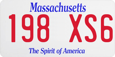 MA license plate 198XS6