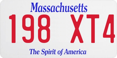 MA license plate 198XT4