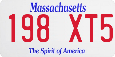 MA license plate 198XT5