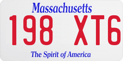 MA license plate 198XT6