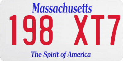MA license plate 198XT7