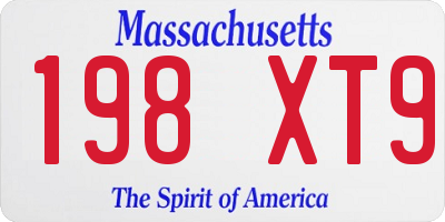 MA license plate 198XT9