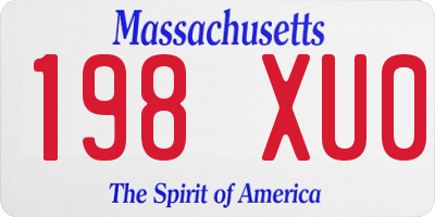 MA license plate 198XU0