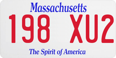 MA license plate 198XU2
