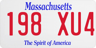 MA license plate 198XU4