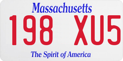 MA license plate 198XU5